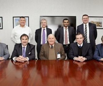 OGN senior management with MP James Wharton and property developer Sir John Hall at OGN's Hadrian Yard facility in Tyneside