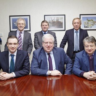 Rt Hon Patrick McLoughlin (centre) with James Wharton MP (left), Alexander Temerko (right) and OGN management. 